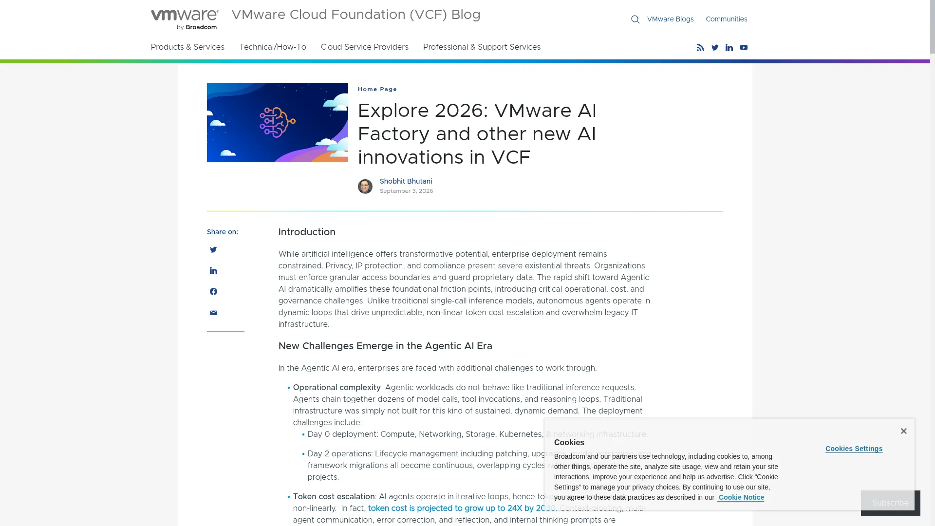 VMware official blog: VMware AI Factory announced at Explore 2026