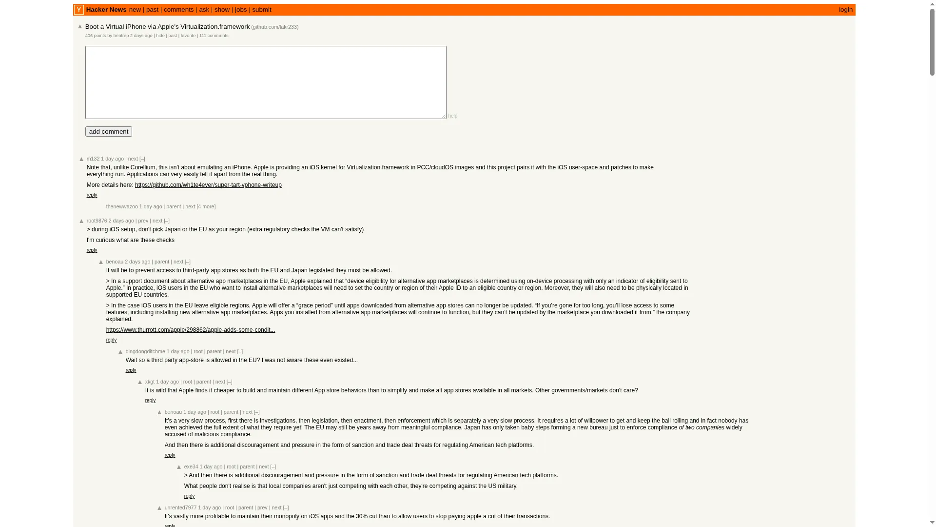 HN discussion page