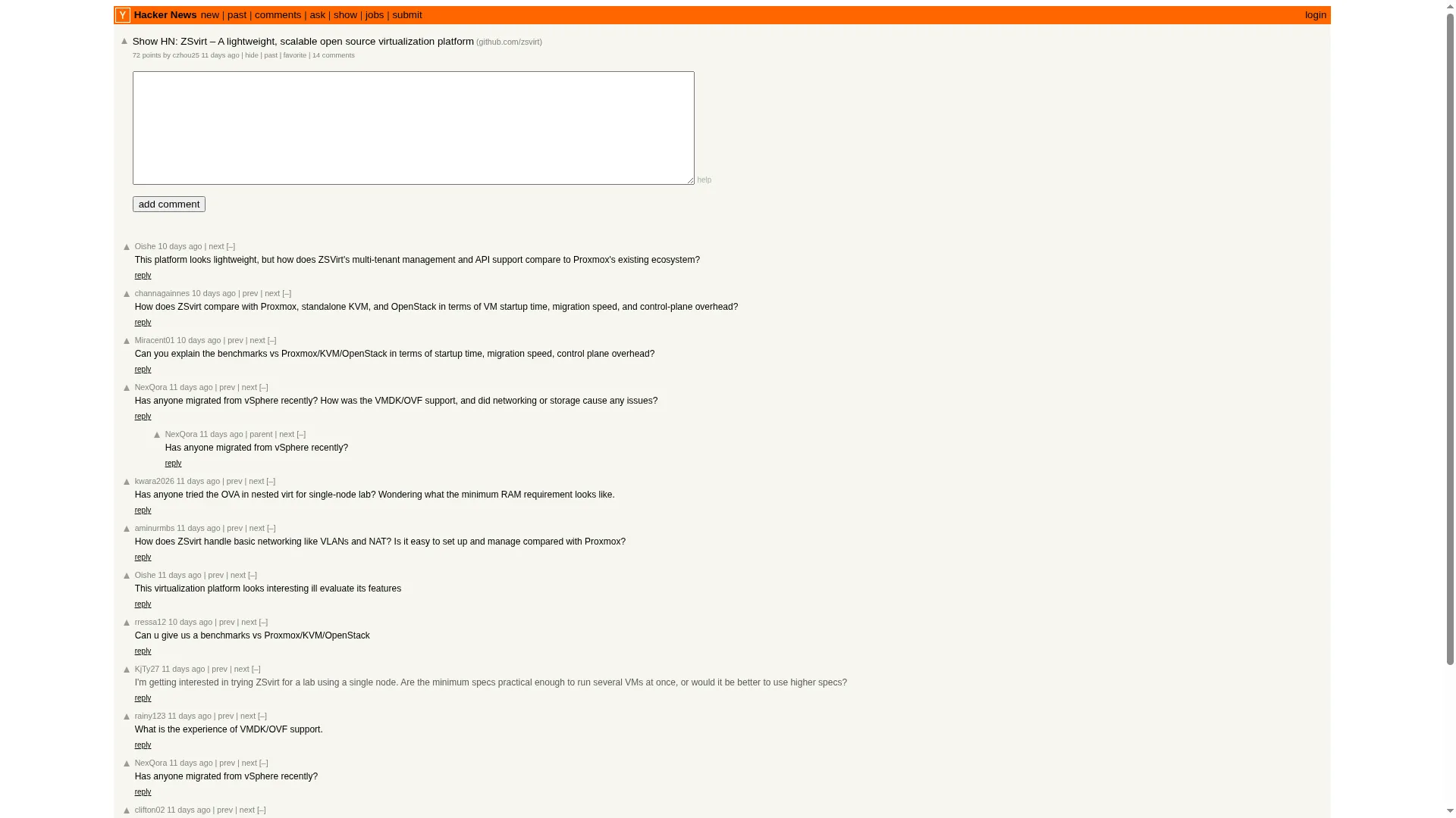 Show HN: ZSvirt discussion thread