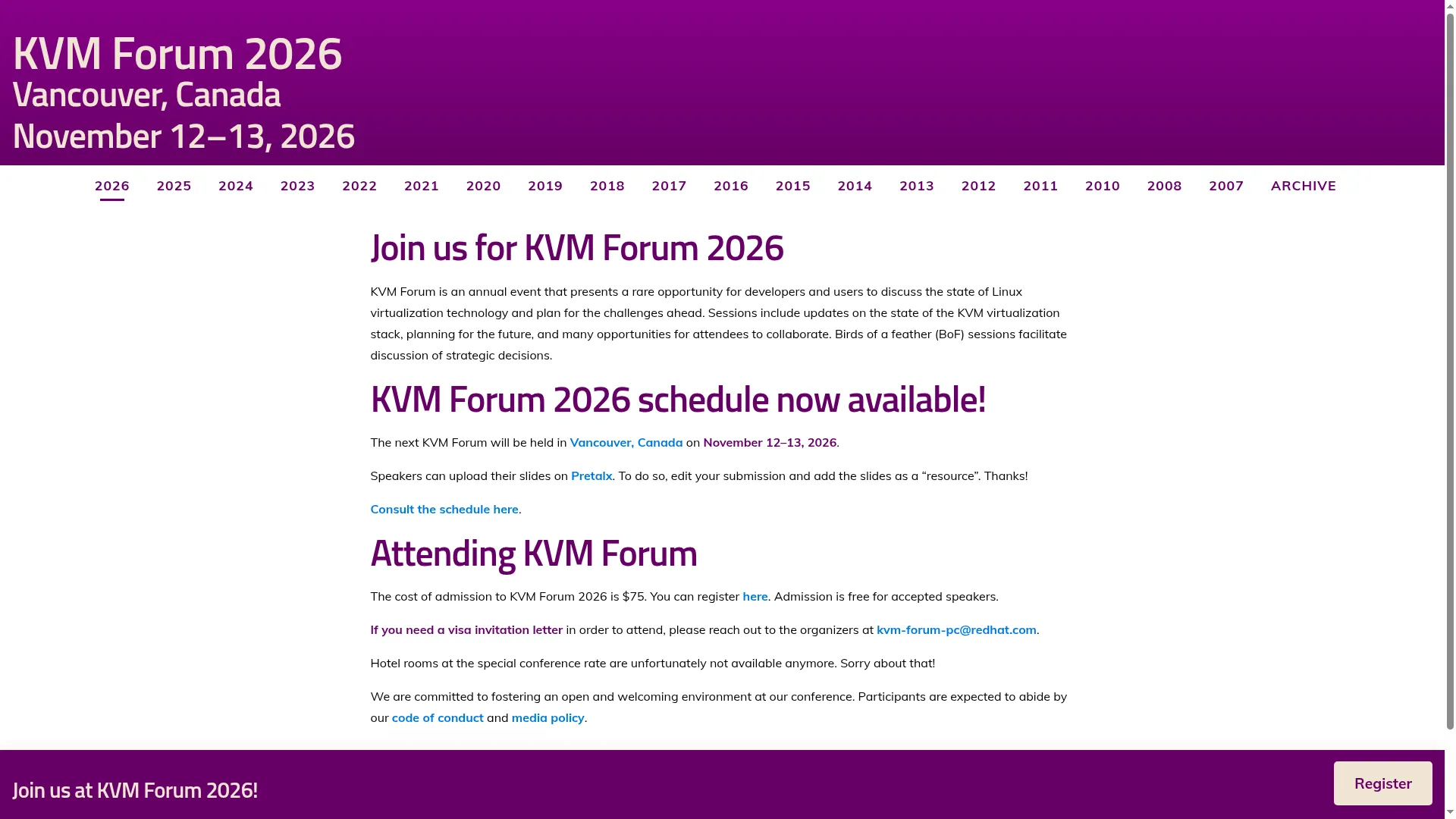 KVM Forum 2026 site