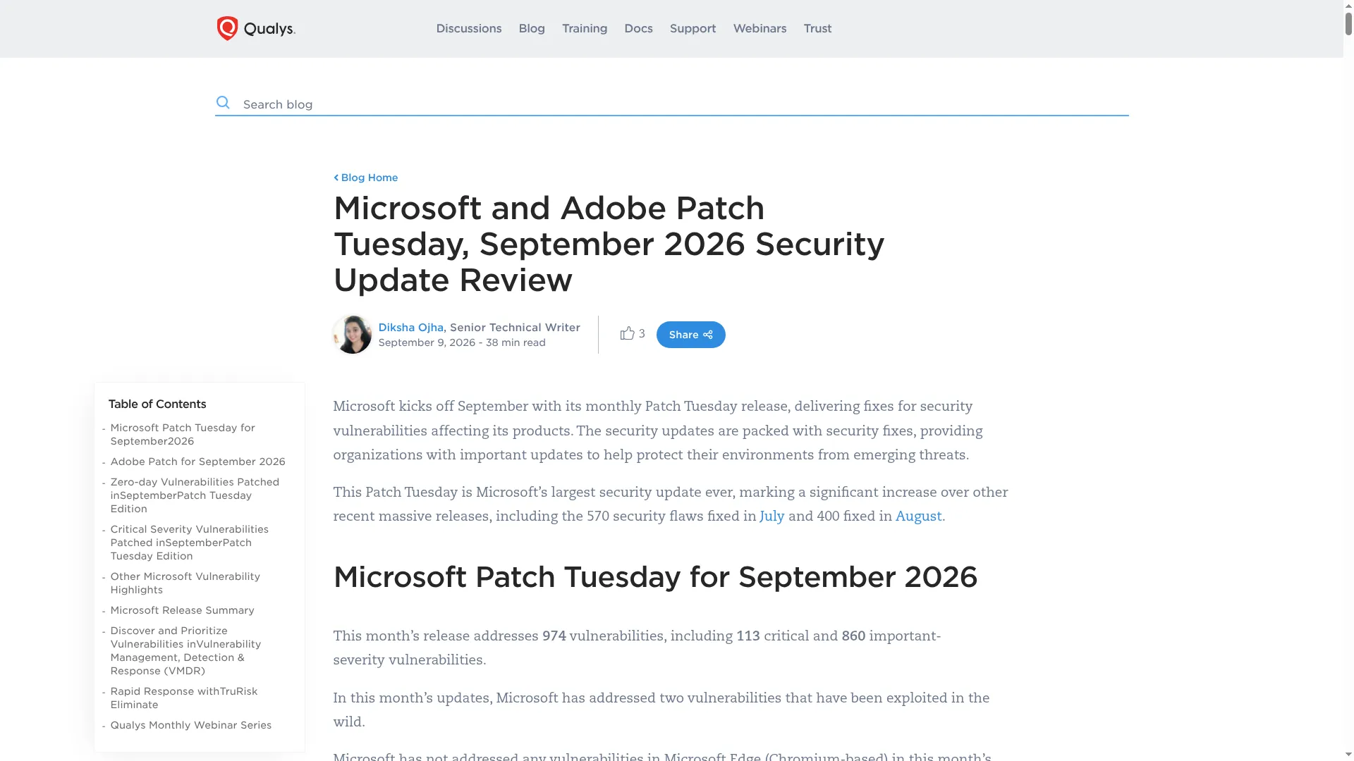 Qualys: record 974 vulnerabilities in September Patch Tuesday
