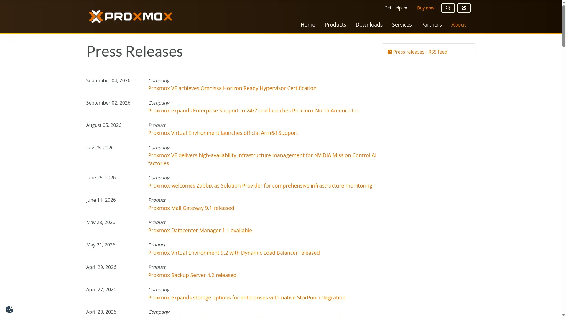 Proxmox press release listing