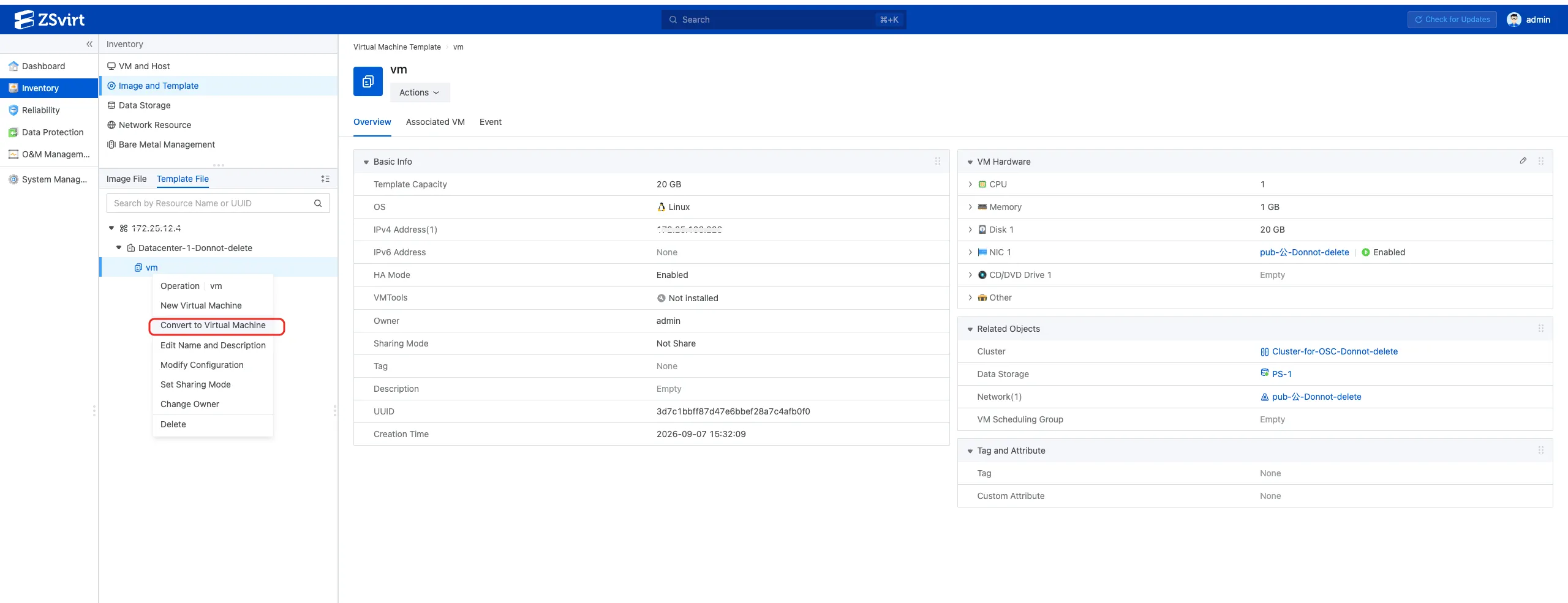 Template and clone workflow in ZSvirt