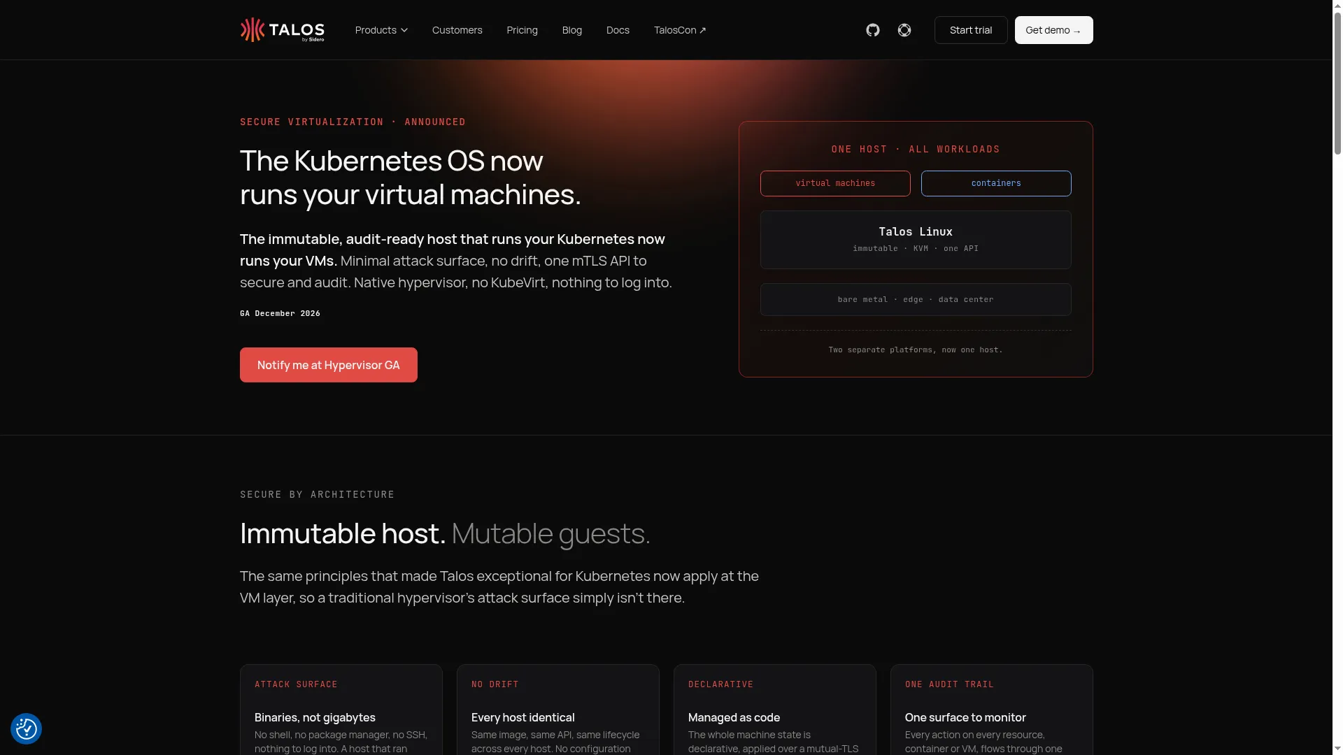 Talos Hypervisor product page