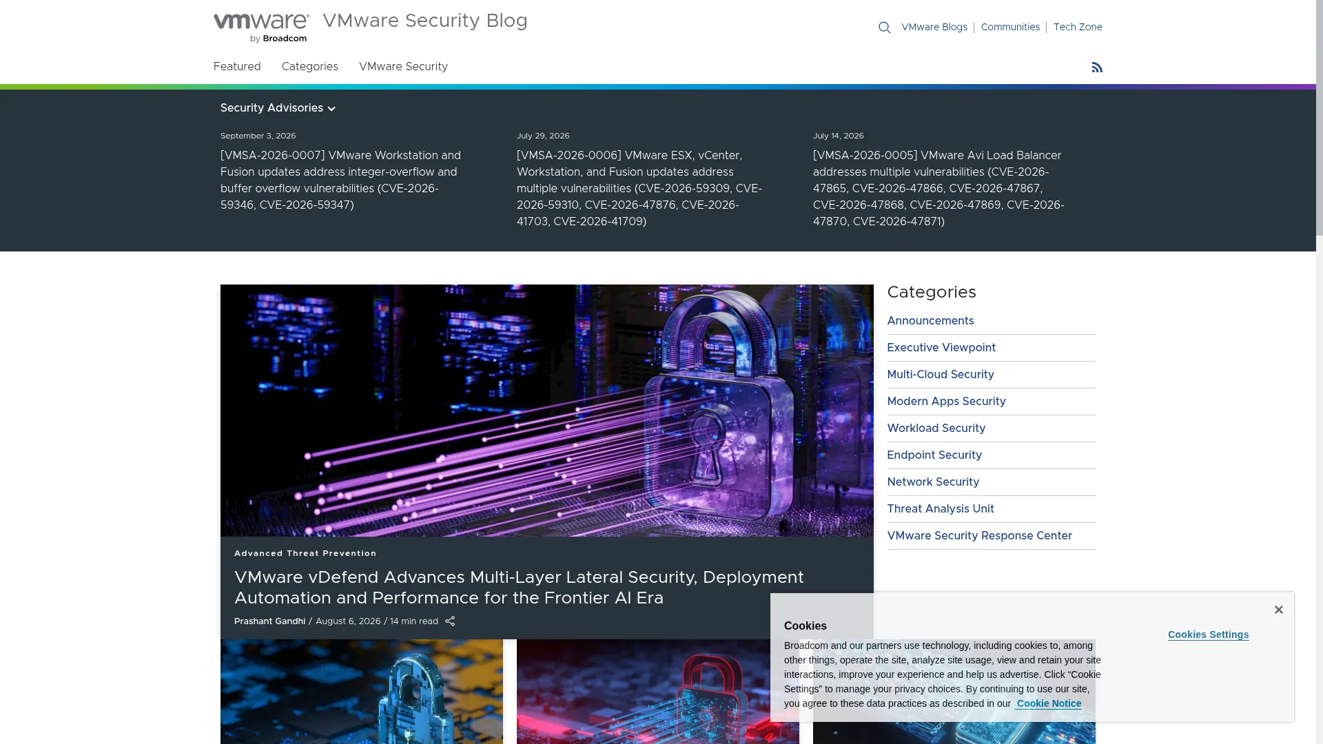 VMware Security Blog: VMSA-2026-0007 listed on September 3