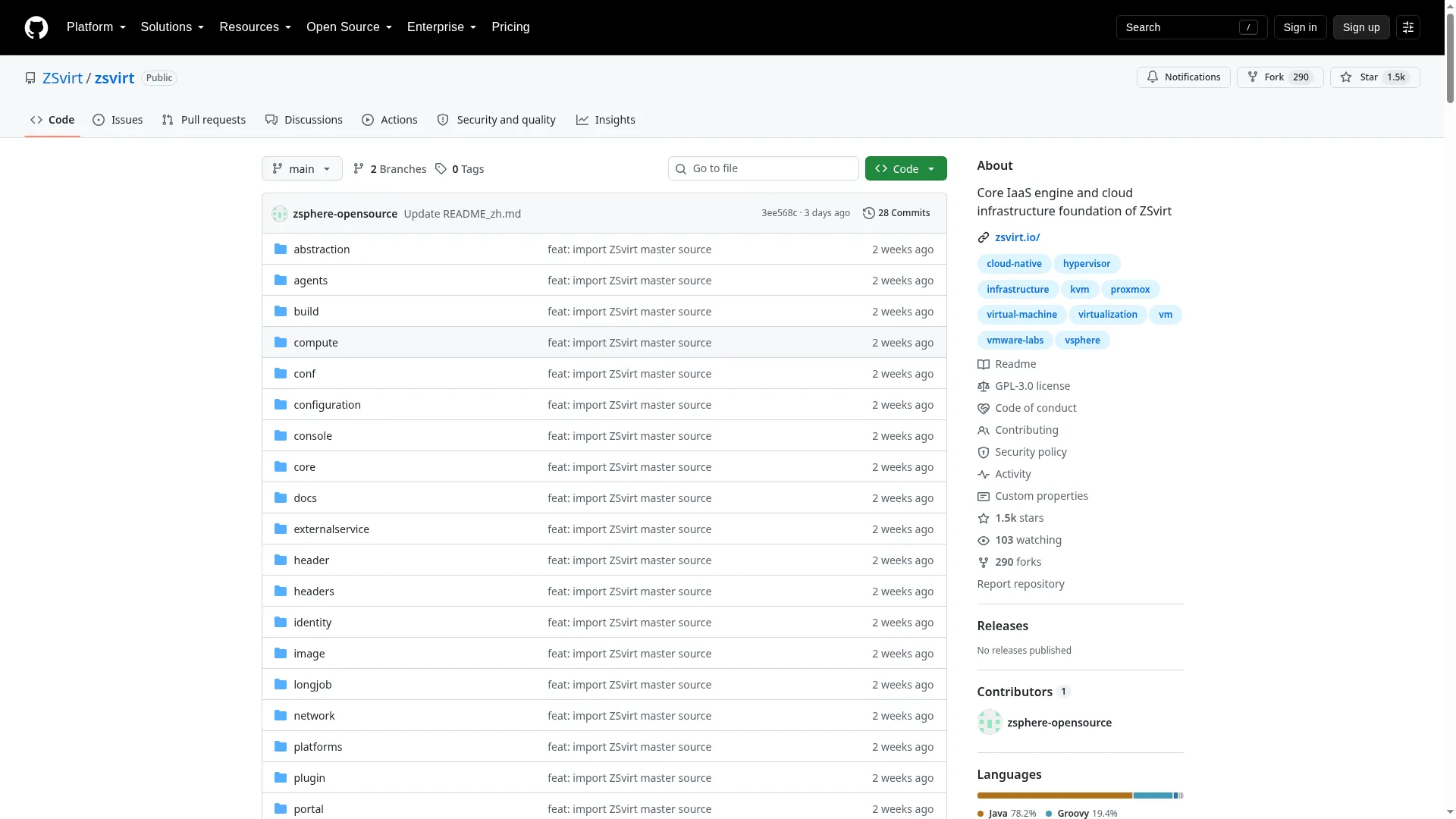 GitHub: ZSvirt/zsvirt repository home page