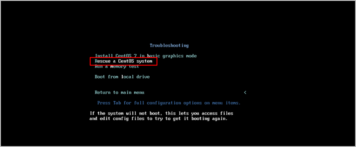 选择Rescue a CentOS system