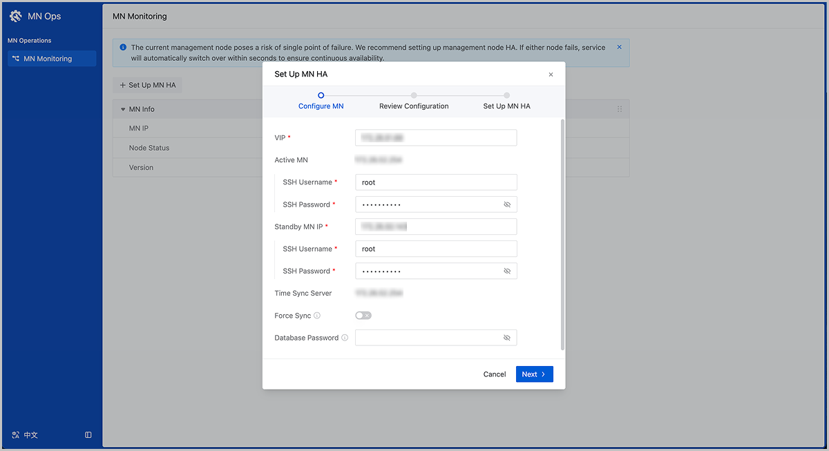 Configure MN